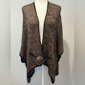 Soft Surroundings‎ Shawl One Size Mei Ling Knit Sweater Cape Poncho Brown Black